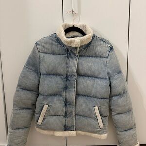 Generation Love Denim Puffer Jacket with Sherpa Lining